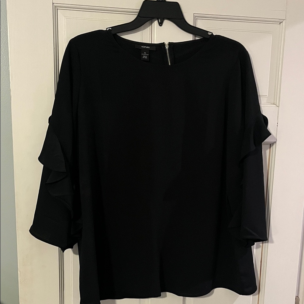 Alfani Black Blouse with Ruffle Sleeves